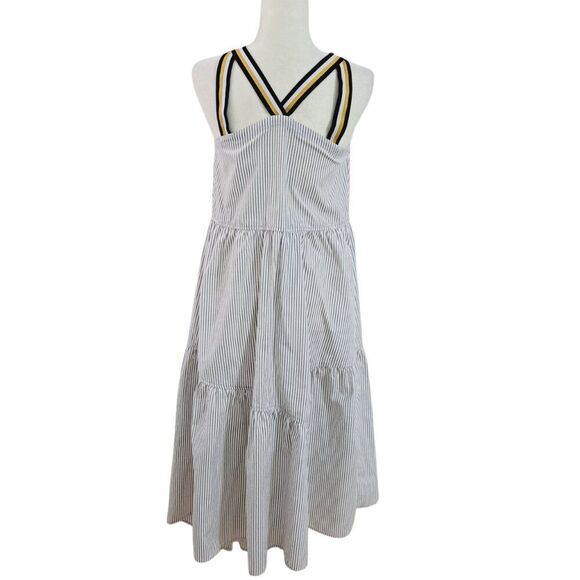 Current Air Women Sleeveless Pin Stripped Tiered Midi Dress Travel Vacation Sz S - Picture 7 of 9